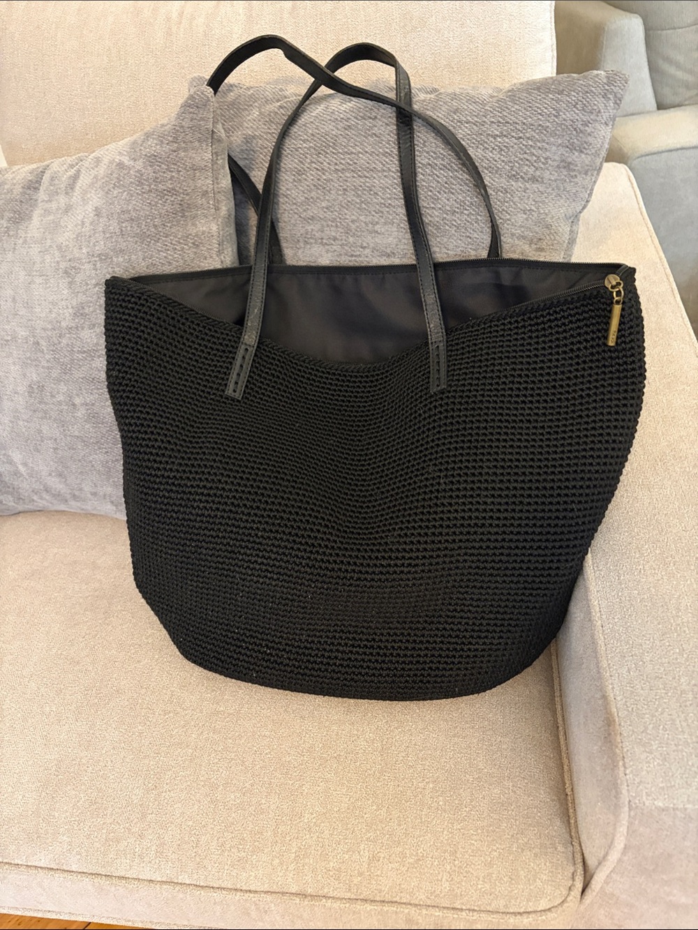 Le Sec Knit Tote with Leather Trim